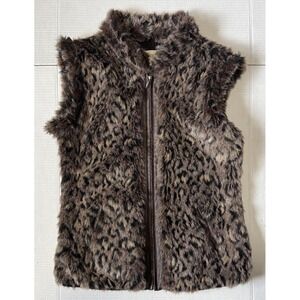 CRIPPLE CREEK - Women's Leopard Faux Fur Sweater Vest - Size Large